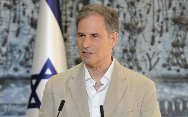 Eytan Stibbe, set to become Israel's "second astronaut in space," speaks at the president's residence on November 16, 2020. (Mark Neyman / GPO)