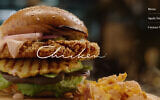 A chicken burger advertised on the website the The Chicken, a restaurant that serves lab-grown meat in Nes Tziona. (Screen capture via JTA)
