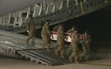 The remains of US soldiers killed in a helicopter crash on a Sinai peacekeeping mission arrive back in the United States, November 17, 2020 (Screen grab)