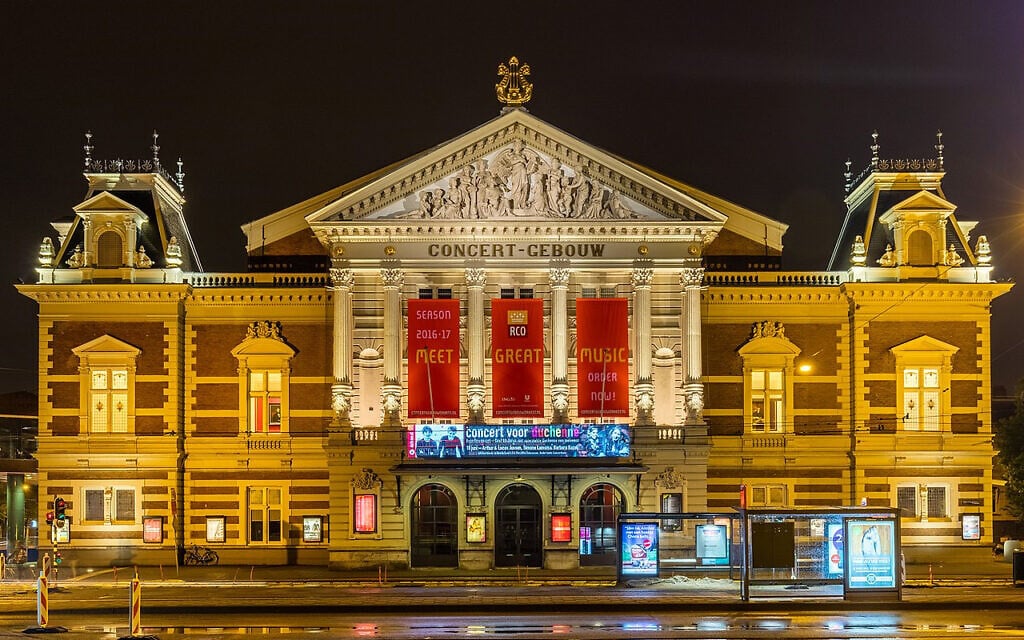 The Royal Concert Hall of Amsterdam is one of the world’s most prestigious music venue, the Netherlands, May 30, 2016. (Wikimedia Commons/Diego Deslo/ via JTA)