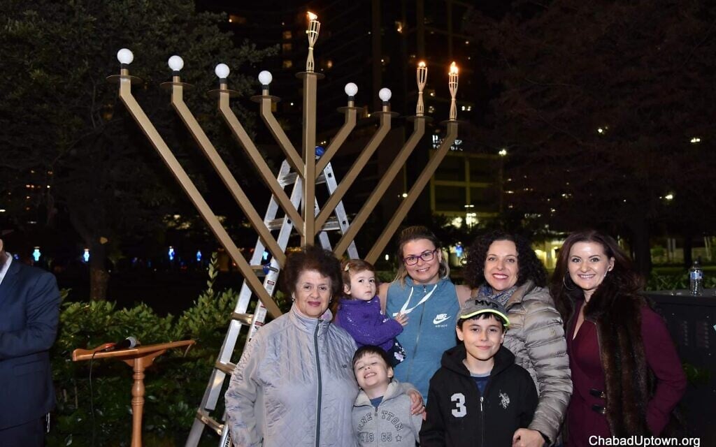 Houston's Chabad chapter lights a large menorah at City Hall every year. (YJP Houston via JTA) Houston's Chabad chapter lights a large menorah at City Hall every year. (YJP Houston via JTA)