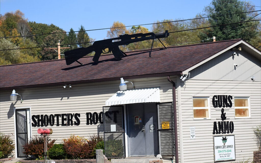 Gun shops like this one in Beckley are a common sight throughout West Virginia. (Larry Luxner/ JTA)