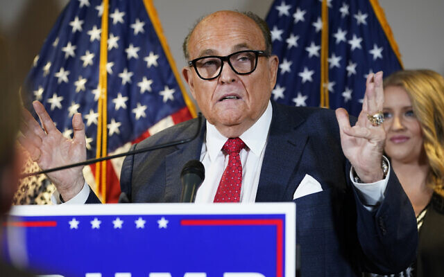 In this Nov. 19, 2020, photo, former New York Mayor Rudy Giuliani, a lawyer for President Donald Trump, speaks during a news conference at the Republican National Committee headquarters, in Washington. (AP Photo/Jacquelyn Martin, File) In this Nov. 19, 2020, photo, former New York Mayor Rudy Giuliani, a lawyer for President Donald Trump, speaks during a news conference at the Republican National Committee headquarters, in Washington. (AP Photo/Jacquelyn Martin, File)