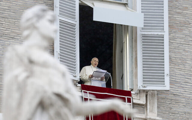 Pope Francis delivers his blessing as he recites the Angelus noon prayer from the window of his studio overlooking St. Peter's Square, at the Vatican, December 6, 2020. (AP Photo/Andrew Medichini) Pope Francis delivers his blessing as he recites the Angelus noon prayer from the window of his studio overlooking St. Peter's Square, at the Vatican, December 6, 2020. (AP Photo/Andrew Medichini)
