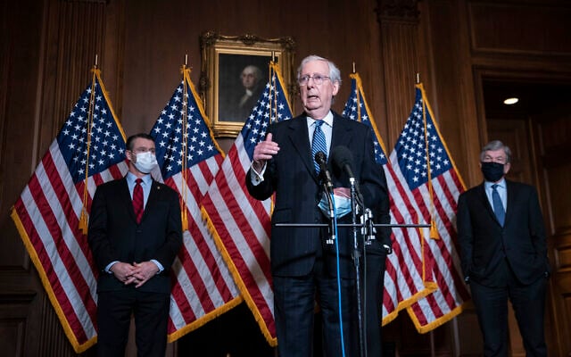 Senate Majority Leader Mitch McConnell of Kentucky, speaks during a news conference following a weekly meeting with the Senate Republican caucus, December 8, 2020 at the Capitol in Washington. (Sarah Silbiger/Pool via AP) Senate Majority Leader Mitch McConnell of Kentucky, speaks during a news conference following a weekly meeting with the Senate Republican caucus, December 8, 2020 at the Capitol in Washington. (Sarah Silbiger/Pool via AP)