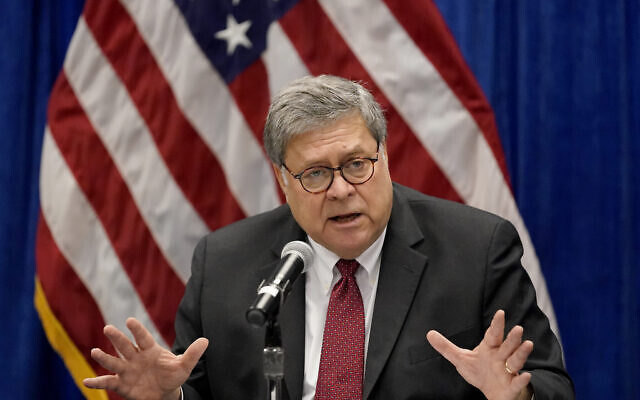 In this October 15, 2020, file photo, Attorney General William Barr speaks during a roundtable discussion on Operation Legend in St. Louis. Barr has announced he is resigning. (AP Photo/Jeff Roberson) In this October 15, 2020, file photo, Attorney General William Barr speaks during a roundtable discussion on Operation Legend in St. Louis. Barr has announced he is resigning. (AP Photo/Jeff Roberson)