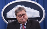 Attorney General William Barr speaks during a news conference, December 21, 2020, at the Justice Department in Washington. (Michael Reynolds/Pool via AP)