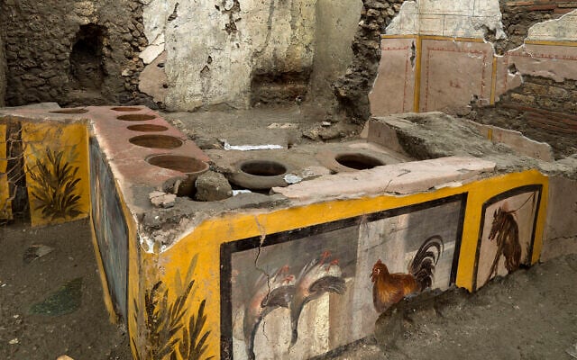 An undated photo made available by the Pompeii Archeological park press office shows the thermopolium in the Pompeii archeological park, near Naples, Italy. (Luigi Spina/Parco Archeologico di Pompei via AP)