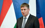 File: Czech Foreign Minister Tomas Petricek during a press conference in Budapest, Hungary, Tuesday, July 14, 2020. (Szilard Koszticsak/MTI via AP)