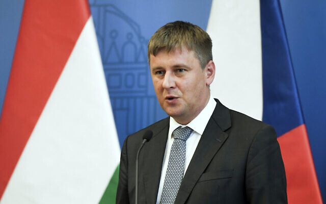 File: Czech Foreign Minister Tomas Petricek during a press conference in Budapest, Hungary, Tuesday, July 14, 2020. (Szilard Koszticsak/MTI via AP) File: Czech Foreign Minister Tomas Petricek during a press conference in Budapest, Hungary, Tuesday, July 14, 2020. (Szilard Koszticsak/MTI via AP)