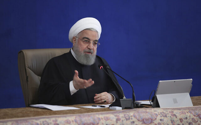 In this photo released by the official website of the office of the Iranian Presidency, President Hassan Rouhani speaks in a cabinet meeting in Tehran, Iran, December 2, 2020. (Iranian Presidency Office via AP) In this photo released by the official website of the office of the Iranian Presidency, President Hassan Rouhani speaks in a cabinet meeting in Tehran, Iran, December 2, 2020. (Iranian Presidency Office via AP)