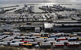 Lorries queue at check-in at the port in Dover, December 11, 2020 (AP Photo/Frank Augstein)