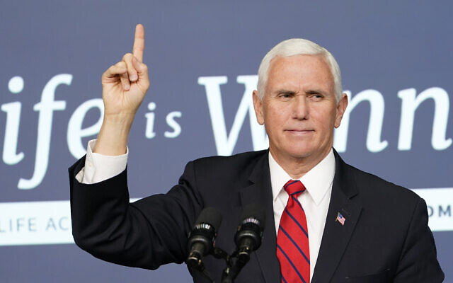 US Vice President Mike Pence speaks during a Life Is Winning event in the South Court Auditorium on the White House complex in Washington, December 16, 2020. (AP Photo/Susan Walsh) US Vice President Mike Pence speaks during a Life Is Winning event in the South Court Auditorium on the White House complex in Washington, December 16, 2020. (AP Photo/Susan Walsh)