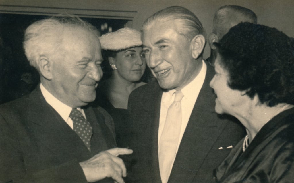 Yehuda Arazi with David and Paula Ben-Gurion in Israel. (Courtesy Orli Bach)