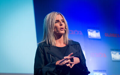 Adi Soffer Teeni, general manager of Facebook Israel, speaks at the annual "Globes Business Conference" held at the David Intercontinental Hotel in Tel Aviv on December 6, 2015. (Miriam Alster/Flash90)