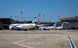 File: Parked airplanes at Ben Gurion Airport, August 8, 2020 (Olivier Fitoussi/FLASH90)