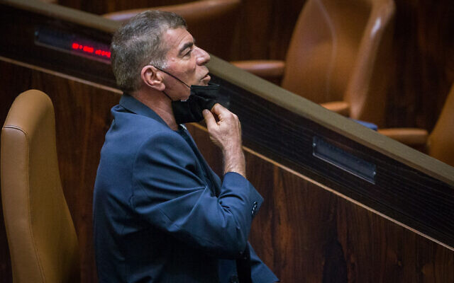 Foriegn Minister Gabi Ashkenazi attends a plenary session at the Knesset, in Jerusalem on August 24, 2020. (Oren Ben Hakoon) Foriegn Minister Gabi Ashkenazi attends a plenary session at the Knesset, in Jerusalem on August 24, 2020. (Oren Ben Hakoon)