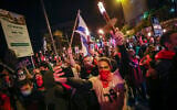Israelis protest against PM Benjamin Netanyahu in Jerusalem, on Saturday, December 12, 2020. (Yonatan Sindel/Flash90)