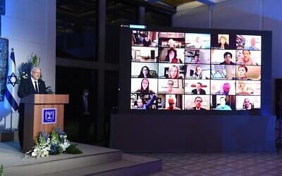 The 2020 Genesis Prize is awarded at the President's Residence in Jerusalem, December 24, 2020 (Mark Neyman/GPO)