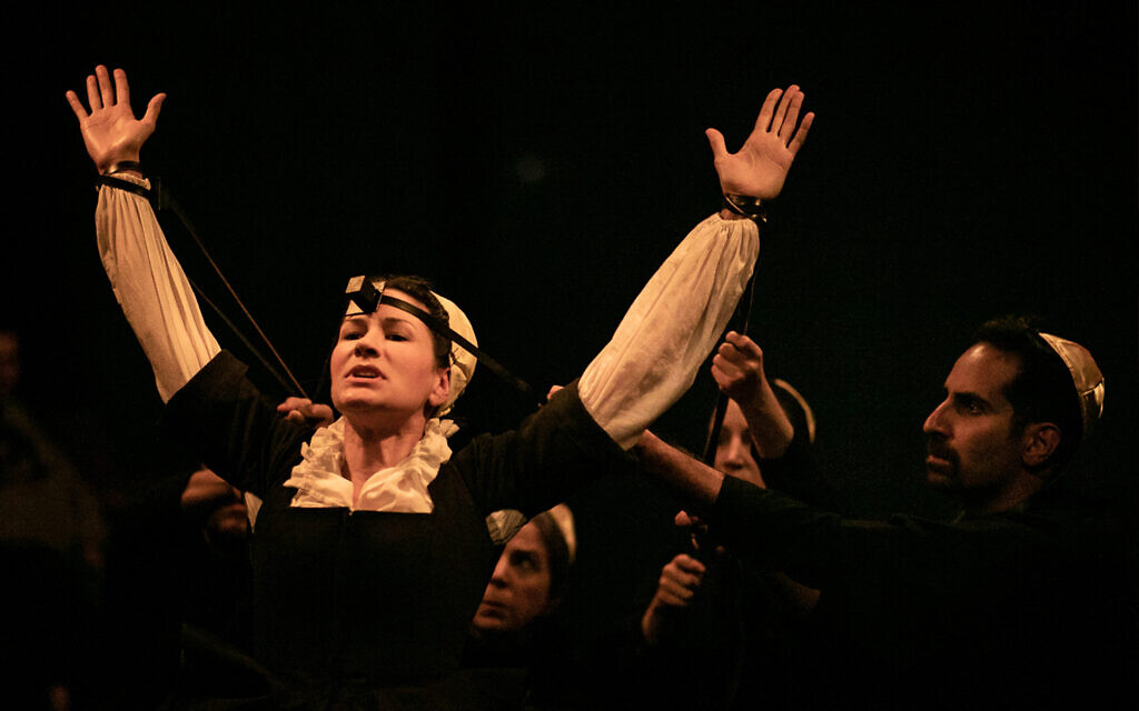 Illustrative: Julie A. Lockhart (arms raised), Rebecca Rasmussen, Monika Beal, and Fahad Siadat perform in Theatre Dybbuk's 'Hell Prepared.' (Taso Papadakis/ Theatre Dybbuk)