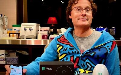 Jonathan Rothberg aboard his superyacht Gene Machine with his home coronavirus test, Detect. (Courtesy)
