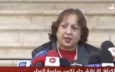 Palestinian Authority Health Minister Mai al-Kaila briefs reporters in Ramallah on Wednesday, December 10, 2020 (Screenshot: Palestine TV)