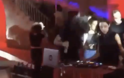 Palestinian and Arab Israeli rave attendees make merry at the Nabi Musa mosque in the West Bank on December 26, 2020 (Screenshot/Twitter)