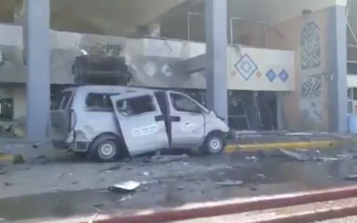 Screen capture from video of the scene following a blast at Aden Airport in Yemen, December 30, 2020. (Twitter)
