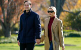Jared Kushner and Ivanka Trump on the South Lawn of the White House in Washington, November 29, 2020. (AP Photo/ Patrick Semansky)