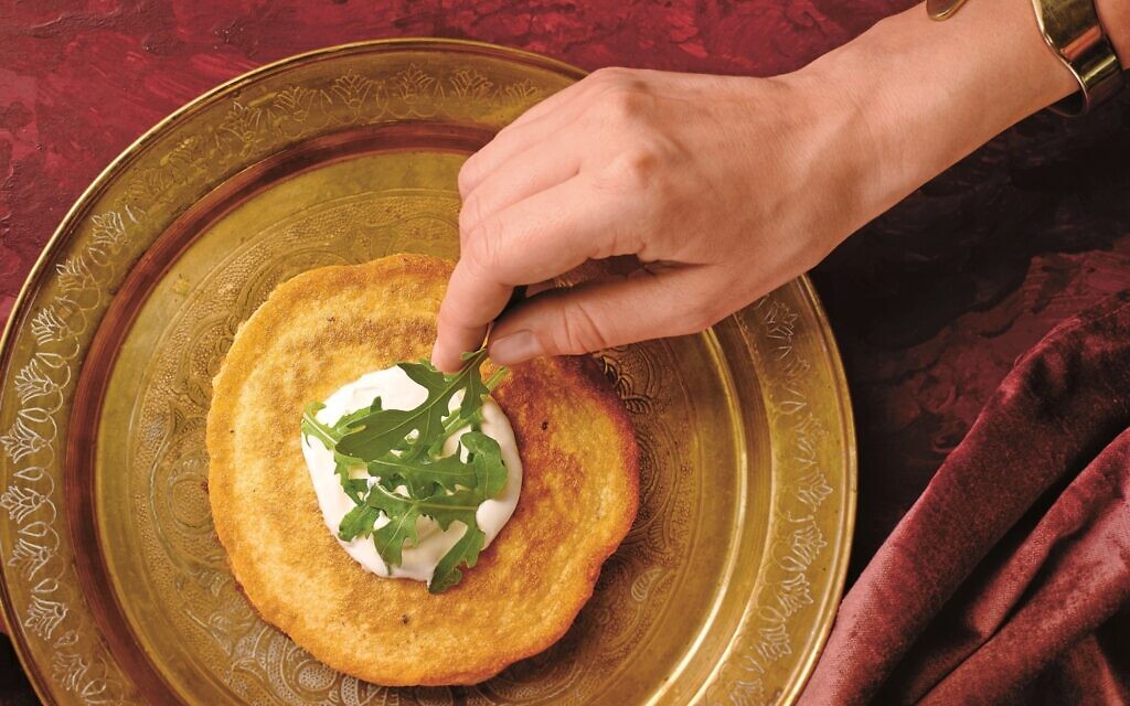 Latkesz, or Hanukkah matzah meal latkes, from Rachel Raj's 'My Life in the Kitchen.' (Dániel Végel/ Boook Publishing)