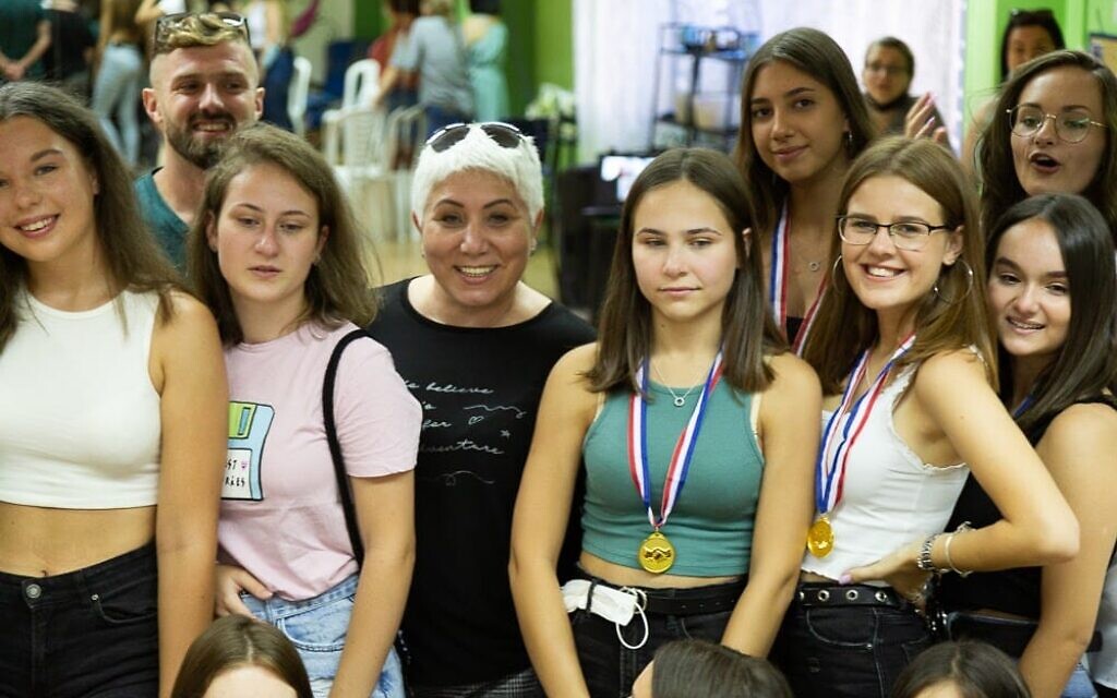 Beersheba dance studio owner and community organizer Melina Gefterman (center, with short white hair), who has leaned on the organizational help and emotional support of nonprofit organization Creative Independence during the coronavirus (Courtesy Melina Gefterman) Beersheba dance studio owner and community organizer Melina Gefterman (center, with short white hair), who has leaned on the organizational help and emotional support of nonprofit organization Creative Independence during the coronavirus (Courtesy Melina Gefterman)