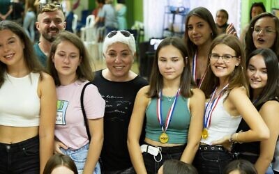 Beersheba dance studio owner and community organizer Melina Gefterman (center, with short white hair), who has leaned on the organizational help and emotional support of nonprofit organization Creative Independence during the coronavirus (Courtesy Melina Gefterman)