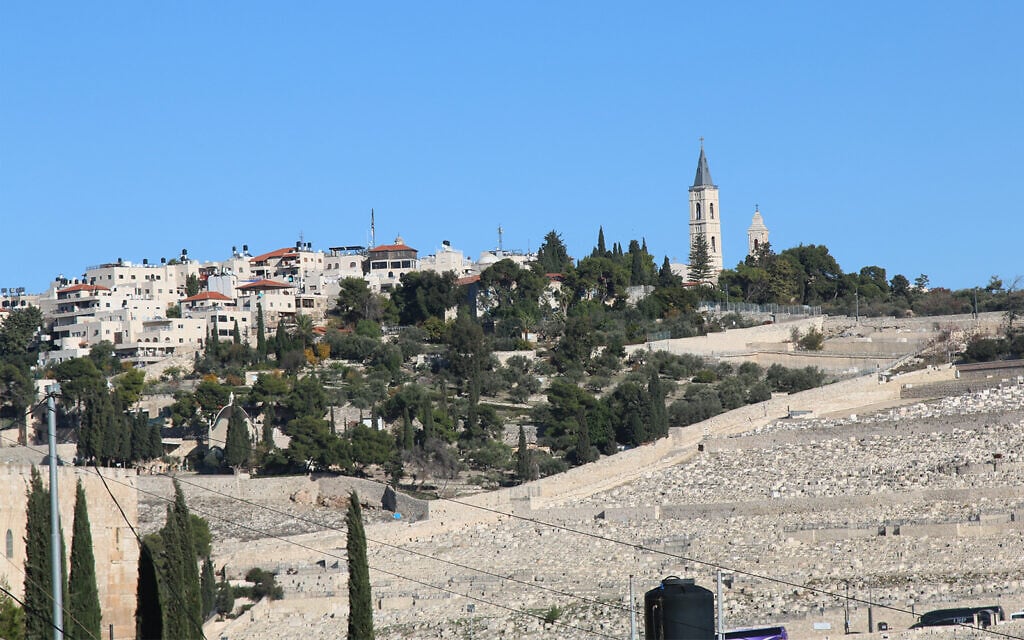 The Church of the Russian Ascension, towering over the Mount of Olives, dates back to Helena, the mother of Byzantine emperor Constantine. (Shmuel Bar-Am)