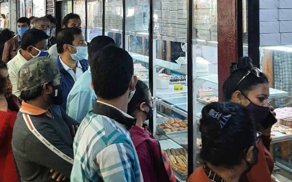 The Christmas rush at Nahoum & Sons this year. (Isaac Nahoum/Nahoum & Sons/ via JTA)