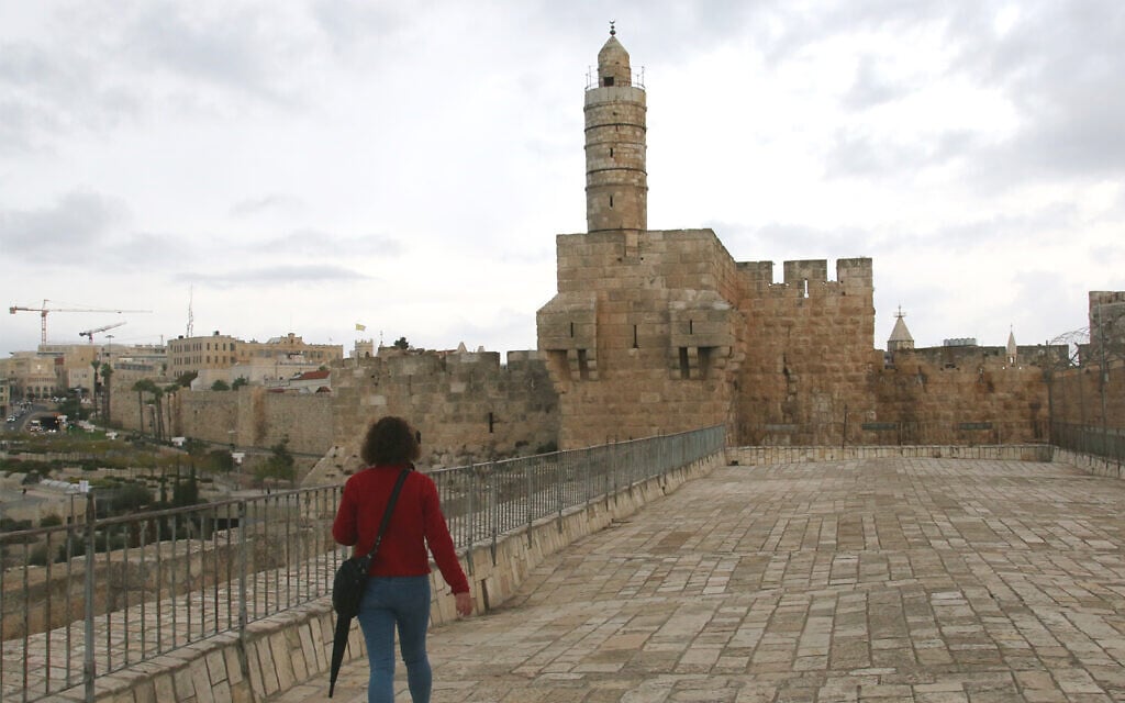 The roof of the Turkish-built kishle structure, a historical site that is part of the Old City's ramparts walkway. (Shmuel Bar-Am)