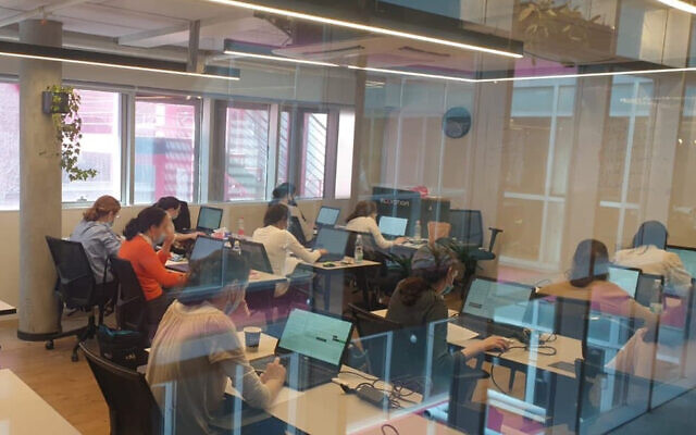 Ultra-Orthodox young women in the Adva training program, which aims to teach them with tech skill (Courtesy) Ultra-Orthodox young women in the Adva training program, which aims to teach them with tech skill (Courtesy)