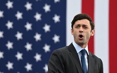Democratic Senate candidate Jon Ossoff speaks during a campaign rally in Atlanta, Georgia, on December 15, 2020.  (JIM WATSON / AFP)
