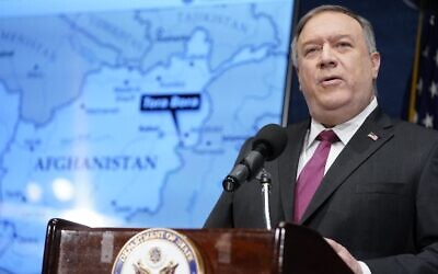 US Secretary of State Mike Pompeo speaks at the National Press Club in Washington, on January 12, 2021. (Andrew Harnik/Pool/AFP)
