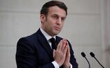 French President Emmanuel Macron at the Elysee Palace in Paris, January 13, 2021. (Francois Mori / POOL / AFP)