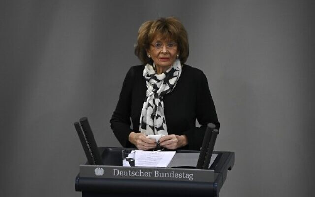 Vice President of the European Jewish Congress and the World Jewish Congress Charlotte Knobloch speaks during a ceremony marking the 76th anniversary of the liberation of Nazi Germany's Auschwitz death camp, on International Holocaust Remembrance Day, January 27, 2021 at the Bundestag in Berlin. (SCHWARZ / AFP) Vice President of the European Jewish Congress and the World Jewish Congress Charlotte Knobloch speaks during a ceremony marking the 76th anniversary of the liberation of Nazi Germany's Auschwitz death camp, on International Holocaust Remembrance Day, January 27, 2021 at the Bundestag in Berlin. (SCHWARZ / AFP)