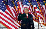 US President Donald Trump arrives to speak at a rally of his supporters on January 6, 2021, in Washington, shortly before the mob assault on the US Capitol. (AP/Jacquelyn Martin)