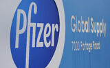 A Pfizer Global Supply Kalamazoo manufacturing plant sign in Portage, Michigan, December 11, 2020. (AP Photo/Paul Sancya, File)