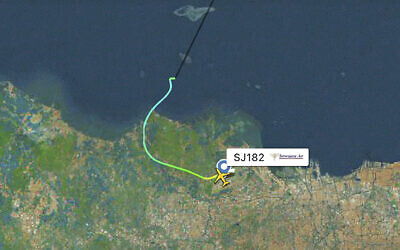 This radar image shows the flight path of Indonesian Sriwijaya Air Flight 182 before it dropped off radar, Jan. 9, 2021 (Flightradar24.com via AP)