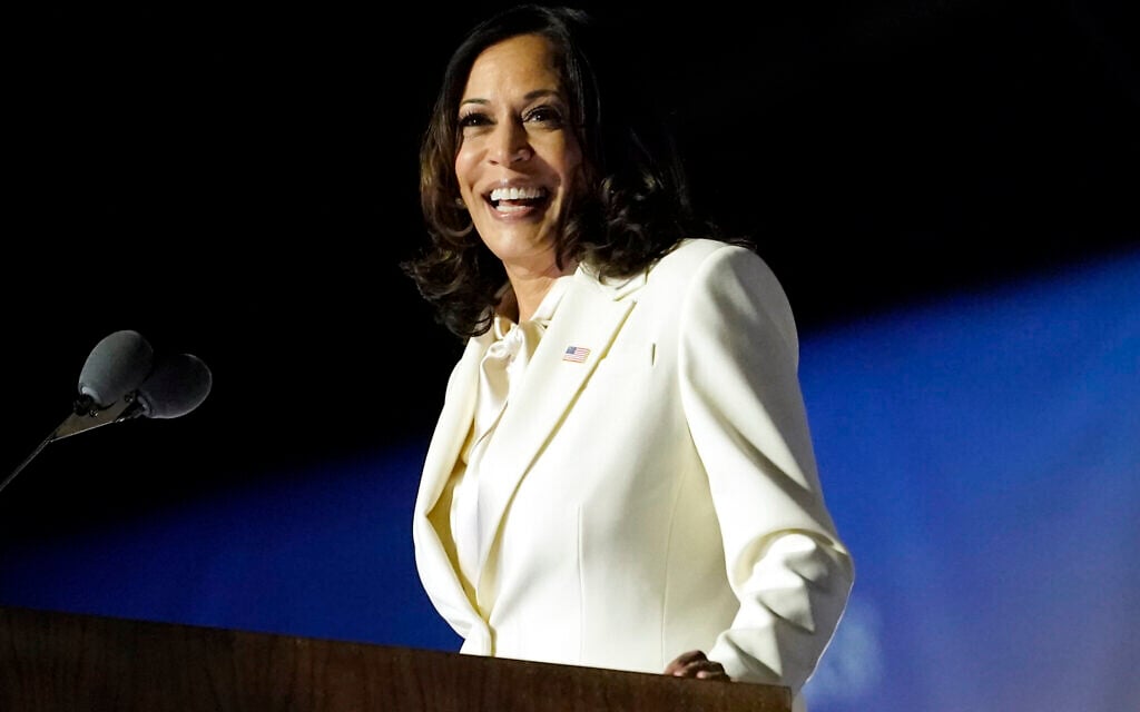 US Vice President-elect Kamala Harris speaks in Wilmington, Delaware, on November 7, 2020 (AP Photo/Andrew Harnik) US Vice President-elect Kamala Harris speaks in Wilmington, Delaware, on November 7, 2020 (AP Photo/Andrew Harnik)