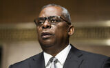 Then Secretary of Defense nominee Lloyd Austin speaks during his confirmation hearing before the Senate Armed Services Committee on Capitol Hill in Washington, January 19, 2021. (Jim Lo Scalzo/Pool via AP)