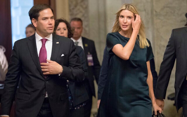 Ivanka Trump, daughter of and adviser to President Donald Trump, is escorted by Sen. Marco Rubio as she arrives at the Capitol to meet with lawmakers about parental leave, in Washington, Tuesday, June 20, 2017. (AP Photo/J. Scott Applewhite) Ivanka Trump, daughter of and adviser to President Donald Trump, is escorted by Sen. Marco Rubio as she arrives at the Capitol to meet with lawmakers about parental leave, in Washington, Tuesday, June 20, 2017. (AP Photo/J. Scott Applewhite)