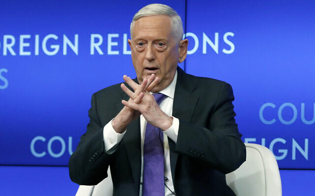 In this Sept. 3, 2019, file photo, former Defense Secretary Jim Mattis speaks at the Council on Foreign Relations, in New York (AP Photo/Richard Drew, File)