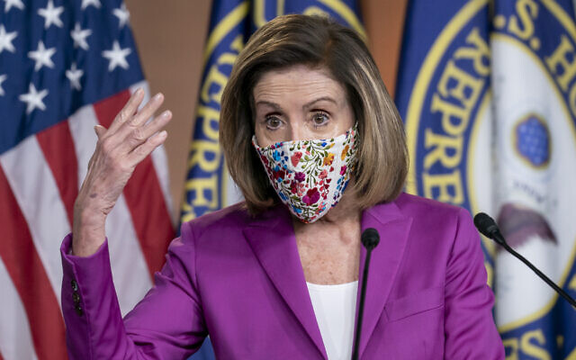 Speaker of the House Nancy Pelosi, D-Calif., holds a news conference on the day after violent protesters loyal to President Donald Trump stormed the U.S. Congress, at the Capitol in Washington, Thursday, Jan. 7, 2021. (AP Photo/J. Scott Applewhite) Speaker of the House Nancy Pelosi, D-Calif., holds a news conference on the day after violent protesters loyal to President Donald Trump stormed the U.S. Congress, at the Capitol in Washington, Thursday, Jan. 7, 2021. (AP Photo/J. Scott Applewhite)