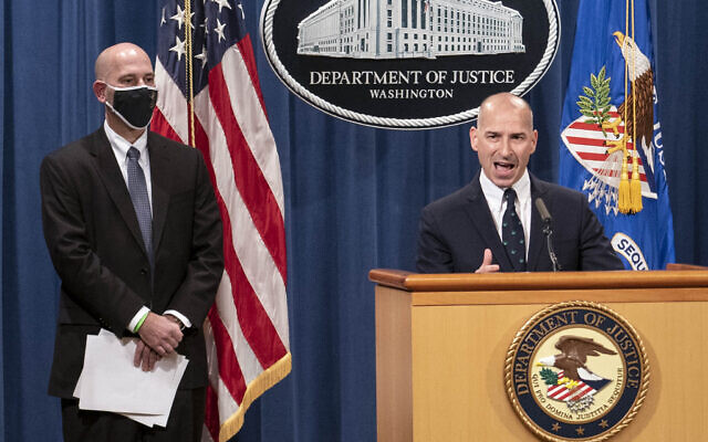 Steven D'Antuono, head of the Federal Bureau of Investigation (FBI) Washington field office, left, listens as acting US Attorney Michael Sherwin, speaks during a news conference January 12, 2021, in Washington. (Sarah Silbiger/Pool via AP) Steven D'Antuono, head of the Federal Bureau of Investigation (FBI) Washington field office, left, listens as acting US Attorney Michael Sherwin, speaks during a news conference January 12, 2021, in Washington. (Sarah Silbiger/Pool via AP)