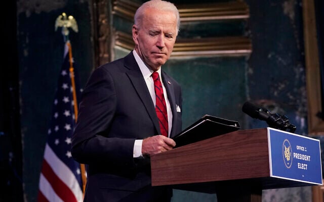 US President-elect Joe Biden leaves after speaking at an event at The Queen theater, January 15, 2021, in Wilmington, Delaware. (AP Photo/Matt Slocum) US President-elect Joe Biden leaves after speaking at an event at The Queen theater, January 15, 2021, in Wilmington, Delaware. (AP Photo/Matt Slocum)